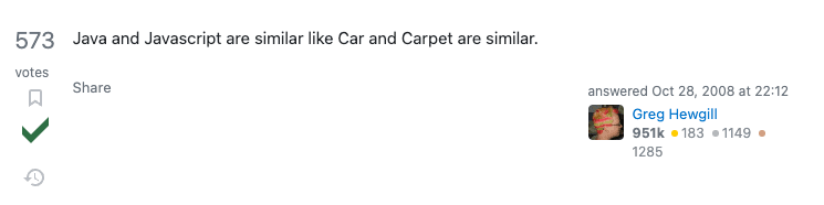 Question that asks the difference between JS and java