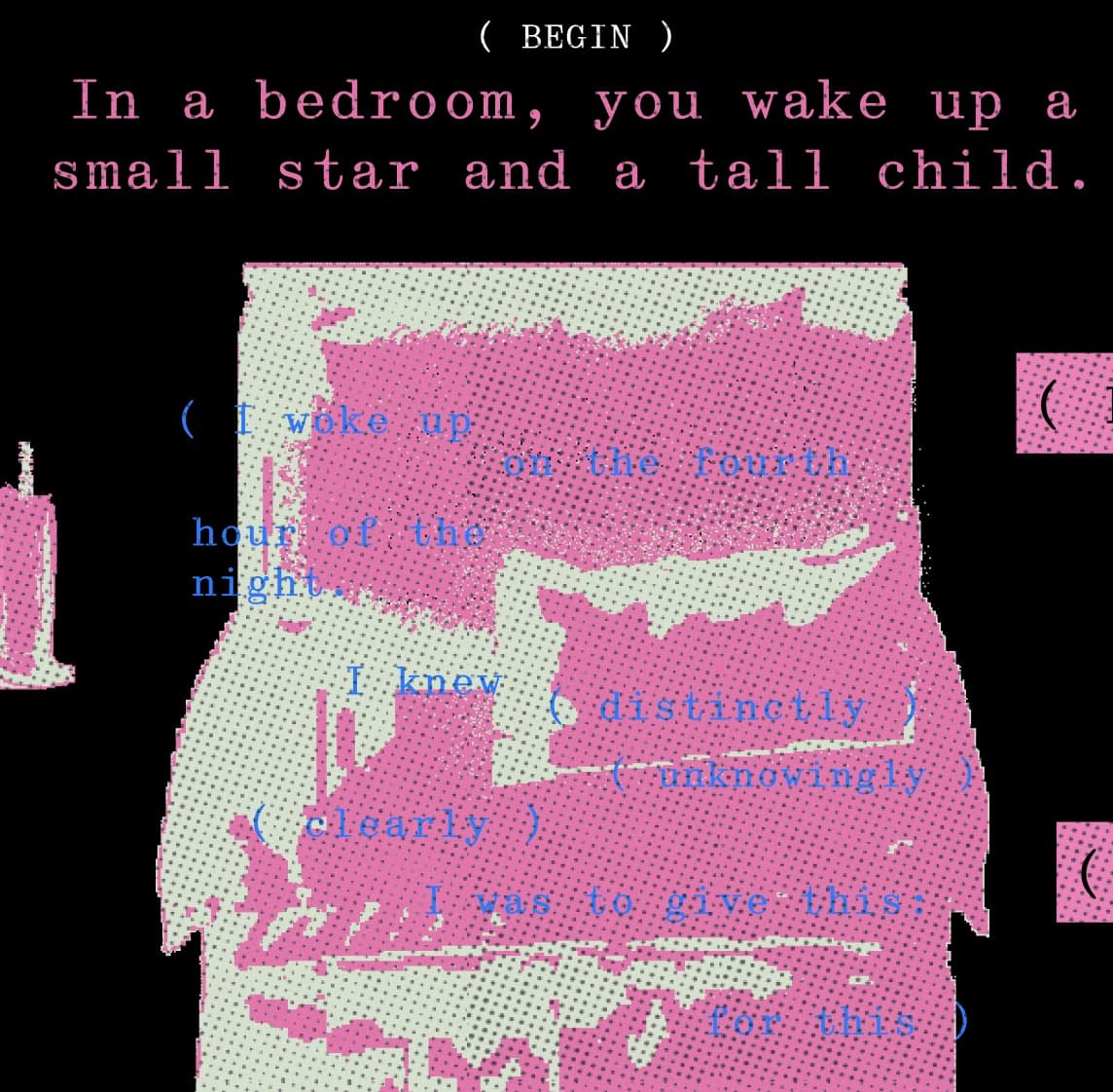 A partial view of one spread from the print piece.