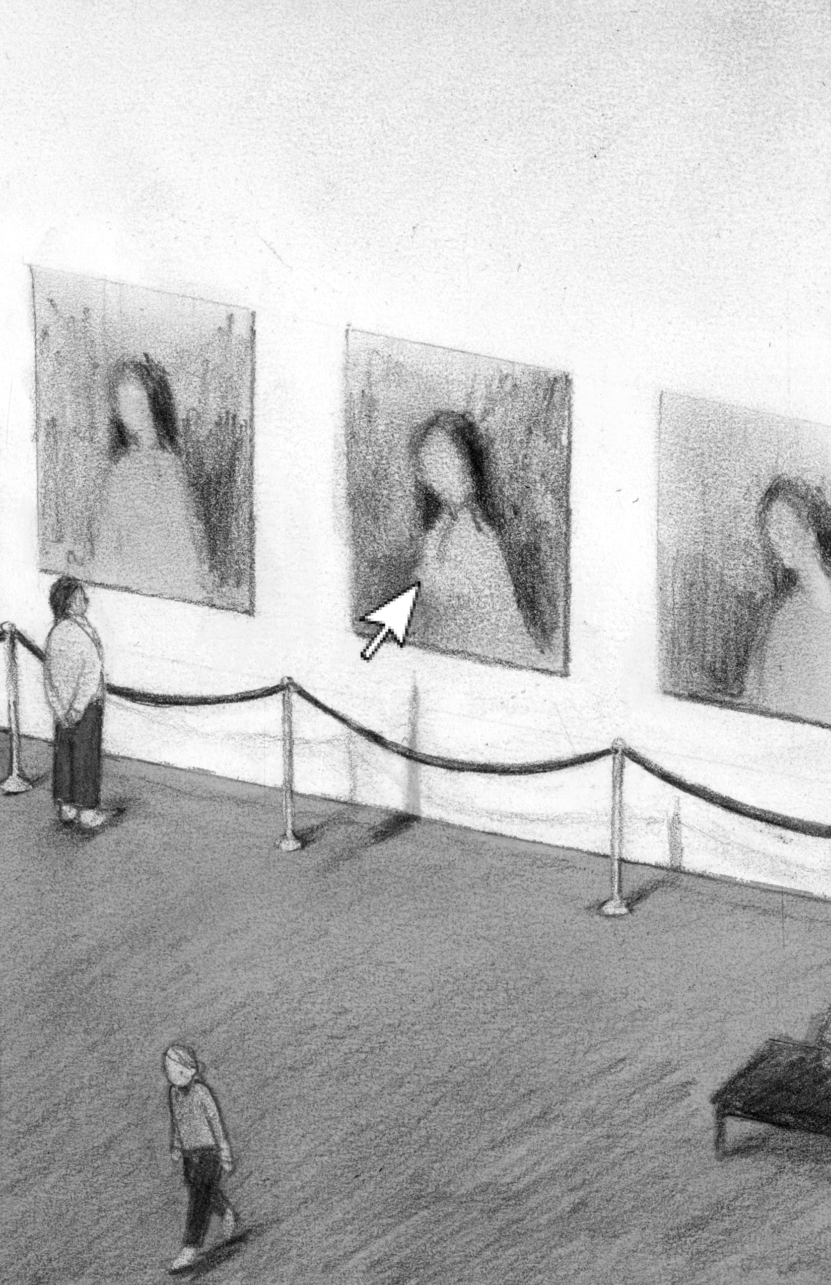 a cursor over paintings in a gallery